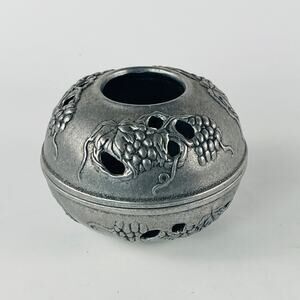 Vintage Pewter Candle Holder Grapevine Design; Carson Pewter